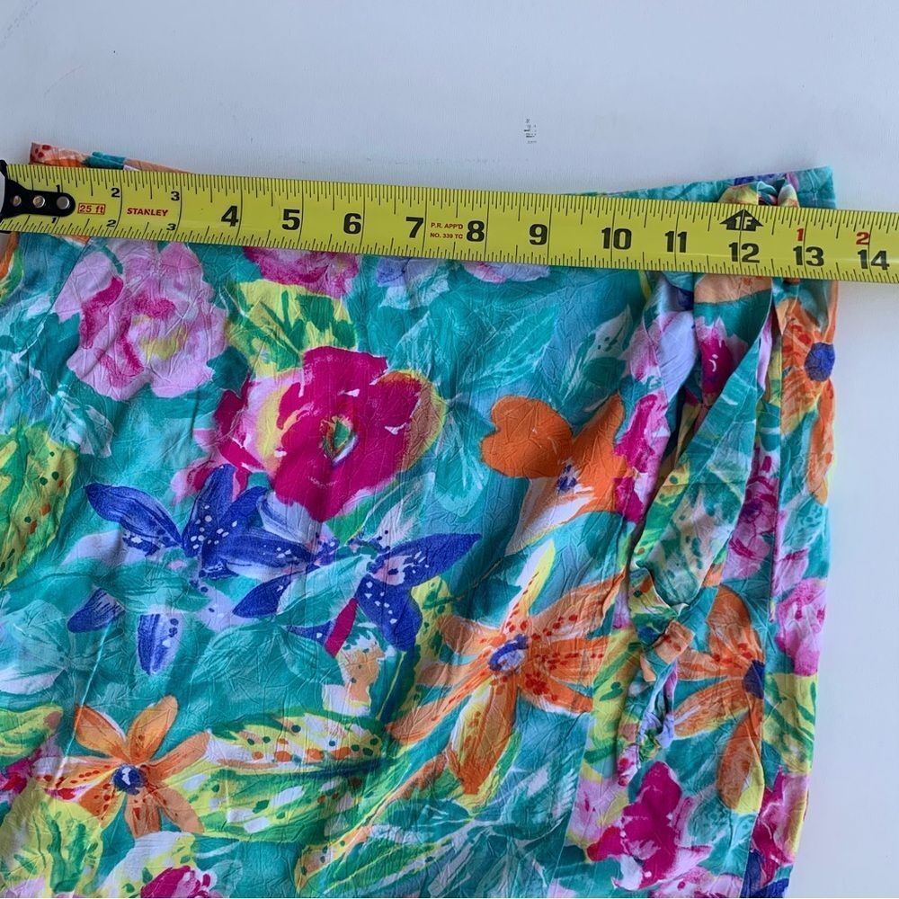 Jams World Tiger Lily Hawaiian Floral True Wrap Skirt Sz Small Adjustable Rayon - Picture 6 of 10
